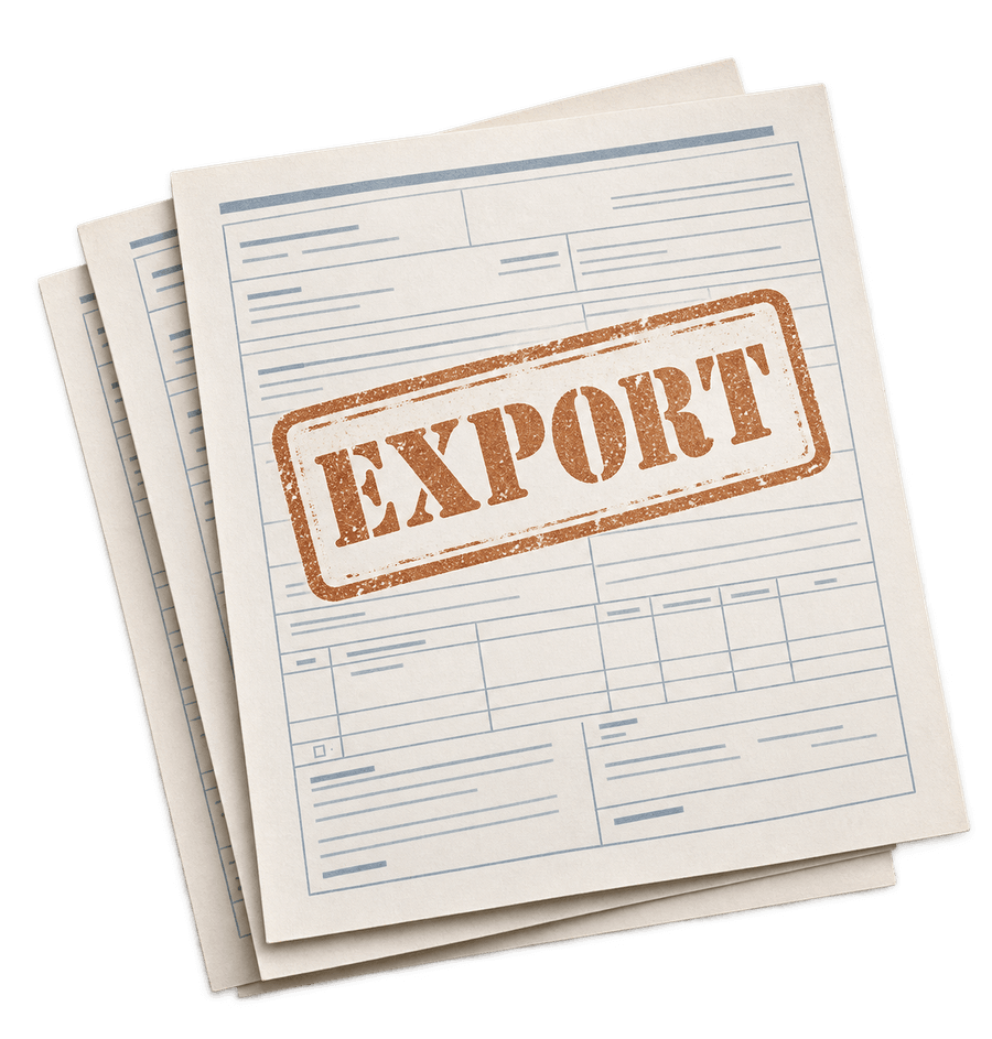 An export manifest stamped EXPORT